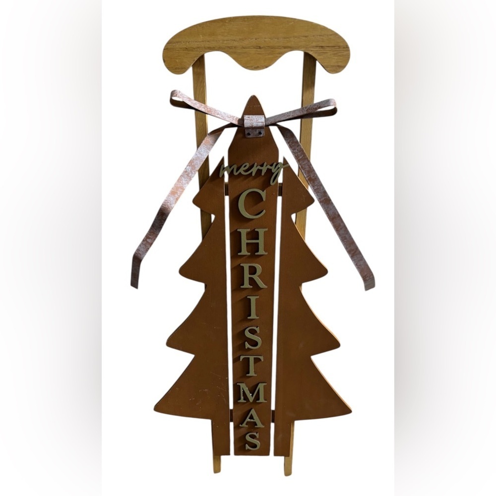 Merry Christmas large wall sign NEW NWT. Wood metal festive 31 in tall